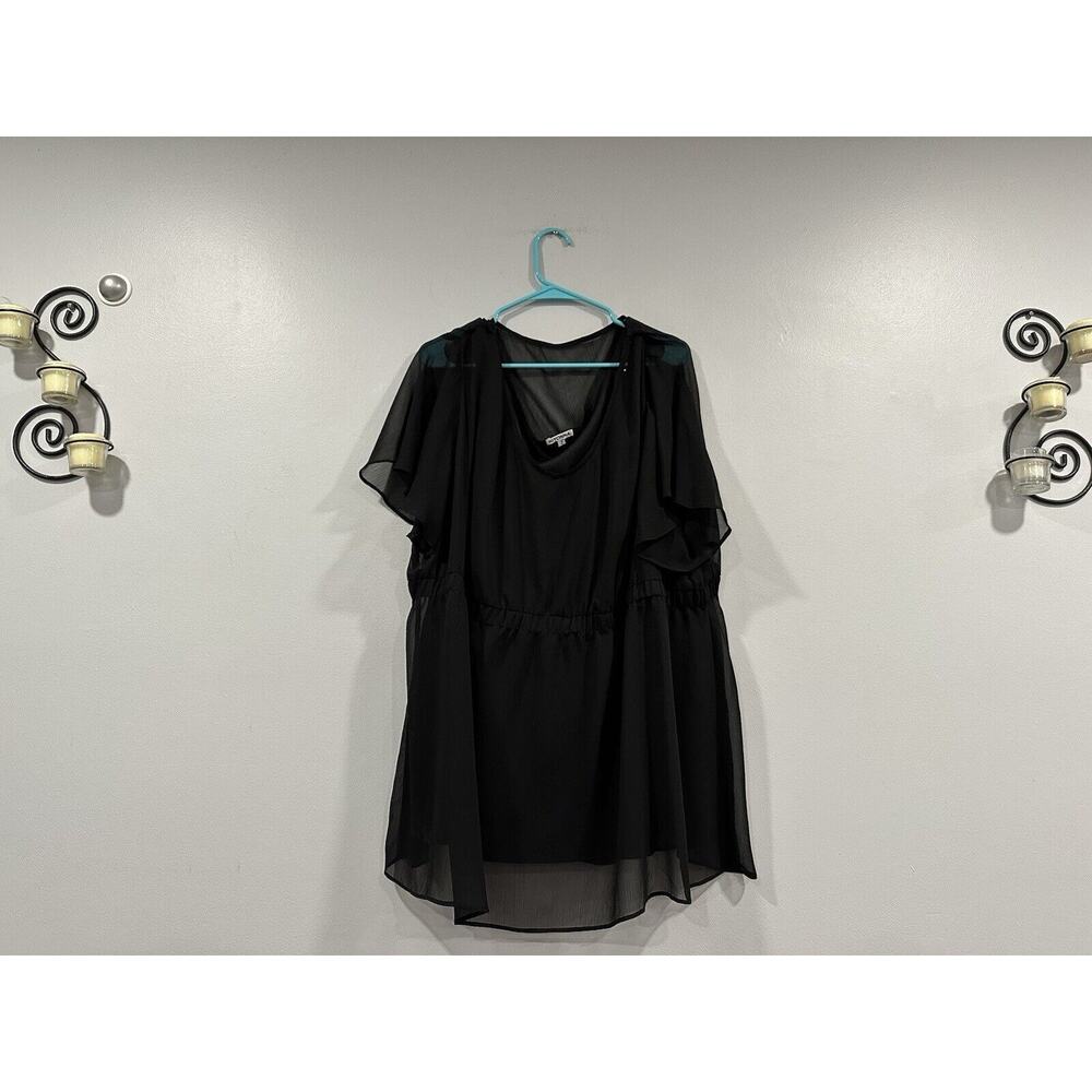 Kiyonna Black Sheer Short Sleeve Blouse Plus Size 2 18-20